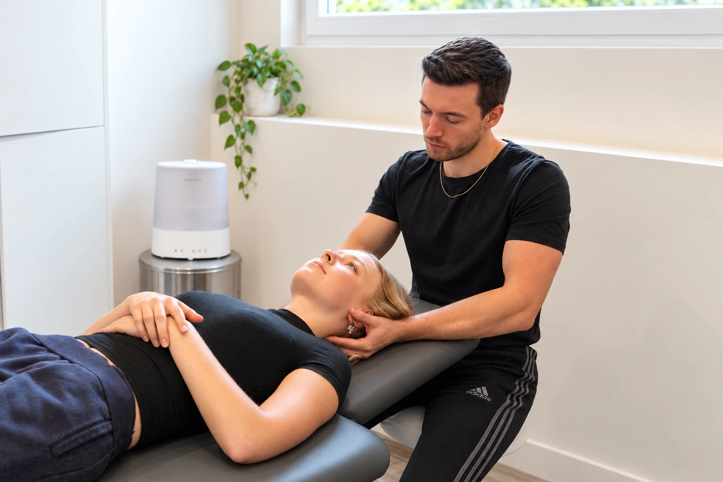 Physiotherapeut behandelt eine Patientin bei Campus Gesundheit Mögeldorf